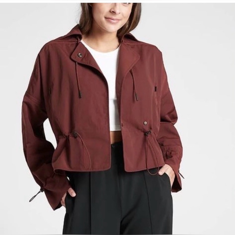 Athleta burgundy cropped utility jacket